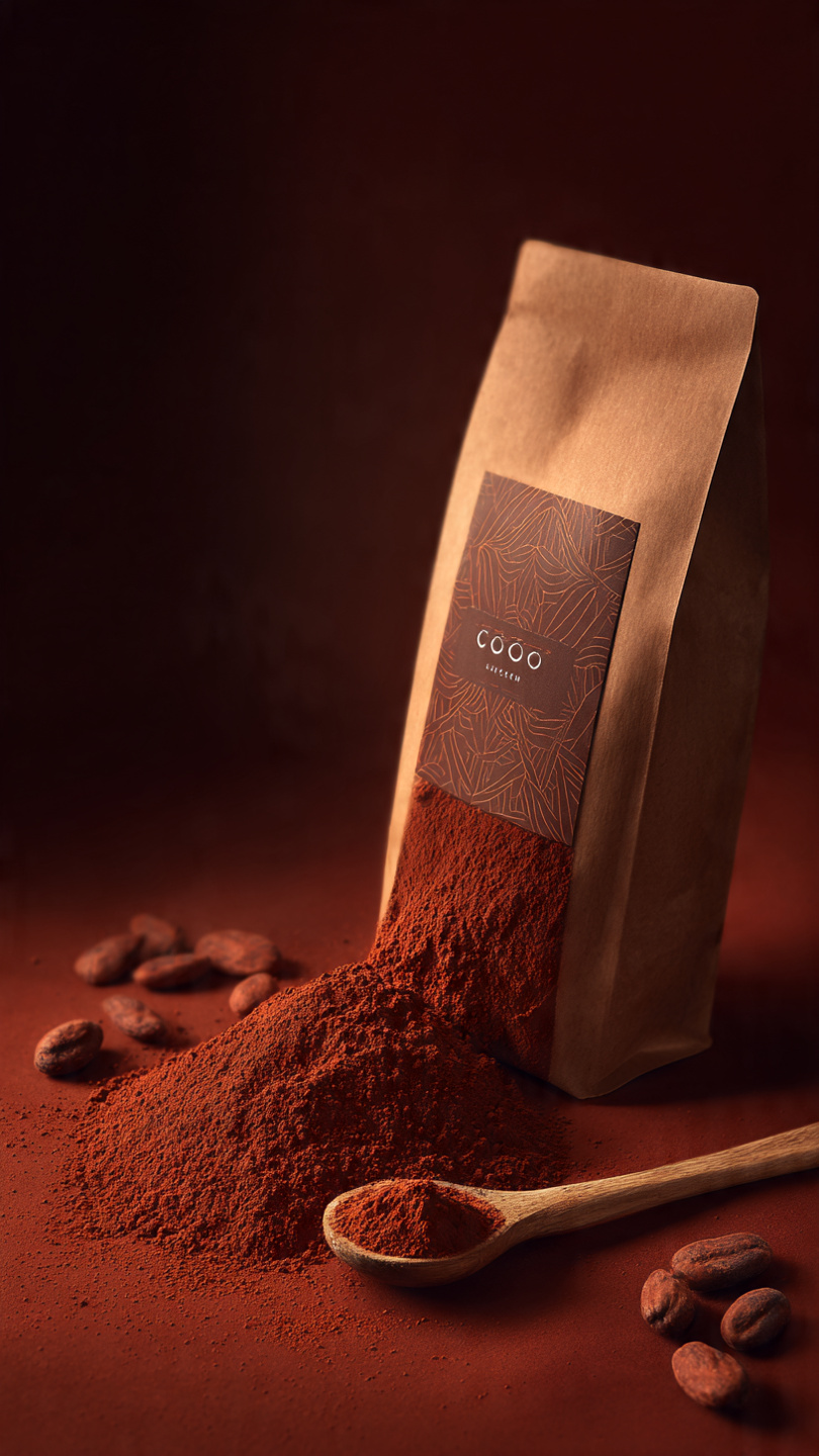Home cocoa powder in jescon cocoa packaging
